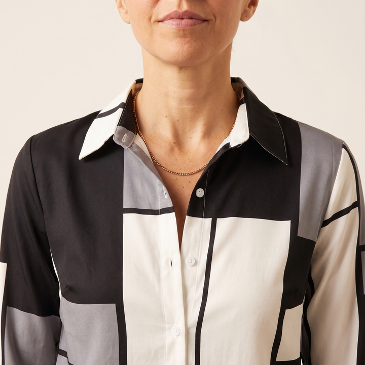 Adelaide Fontenelle | Colorblock Geometric Print Blouse