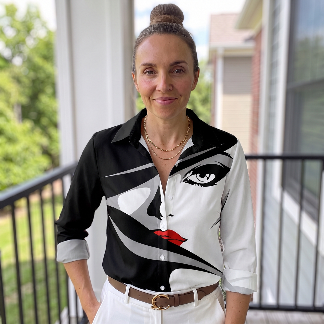 Adelaide Fontenelle | Colorblock Geometric Print Blouse
