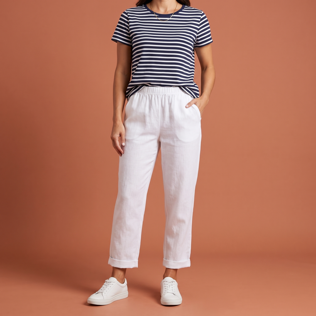 Juliette Rancourt | Cropped Tapered Linen Trousers