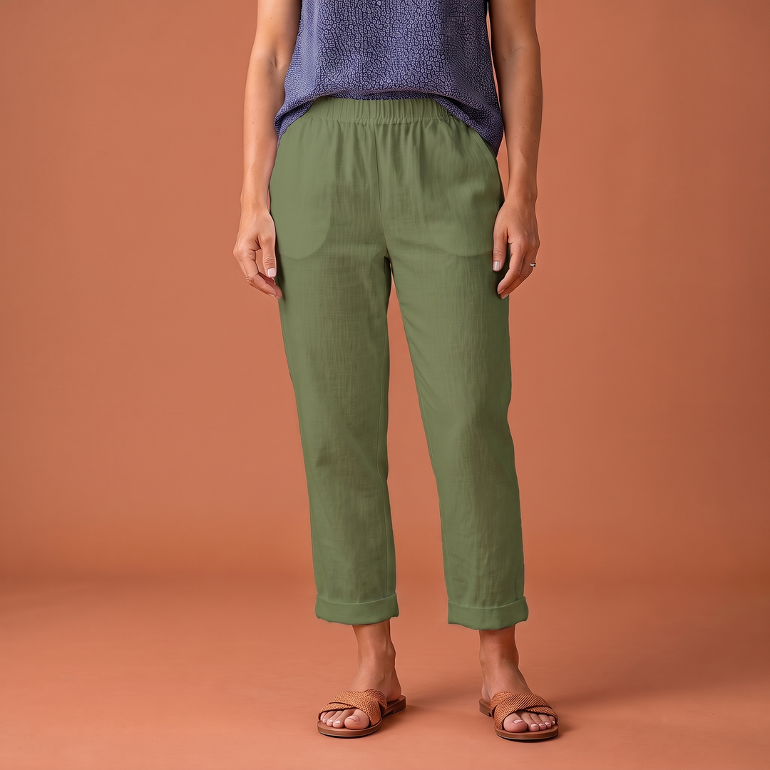 Juliette Rancourt | Cropped Tapered Linen Trousers