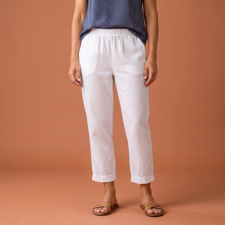 Juliette Rancourt | Cropped Tapered Linen Trousers