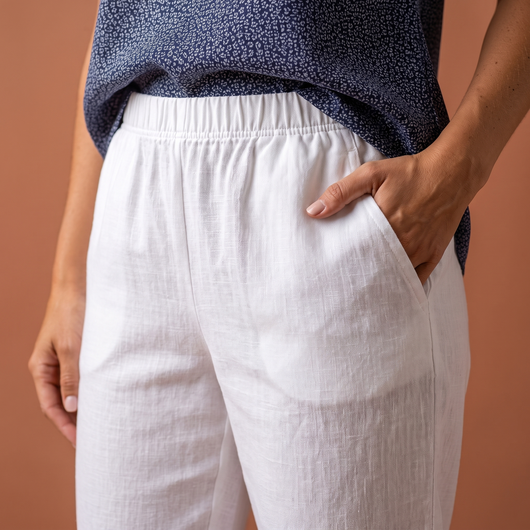 Juliette Rancourt | Cropped Tapered Linen Trousers