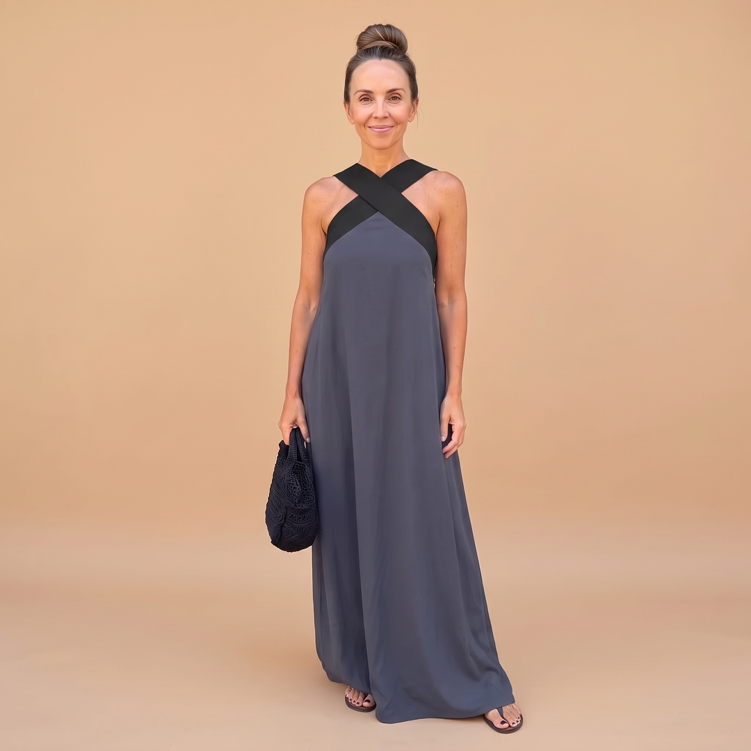 Aurelie Deschamps | Crossover Halter Neck Maxi Dress