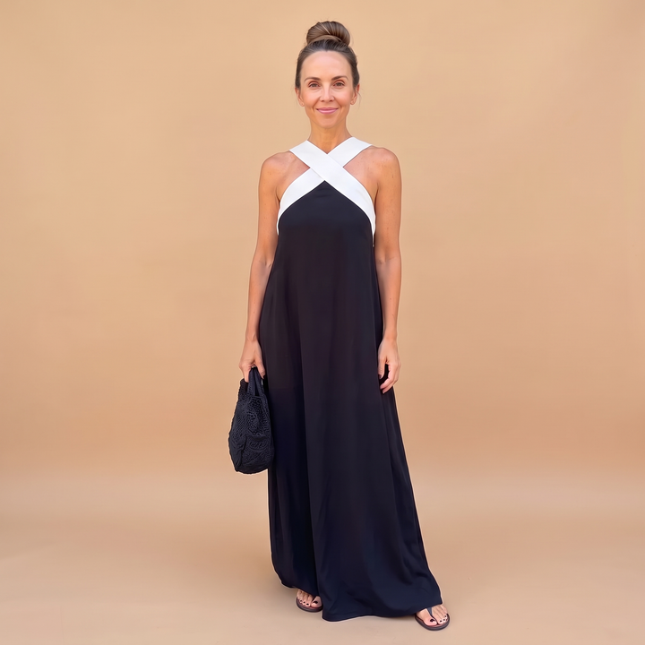 Aurelie Deschamps | Crossover Halter Neck Maxi Dress