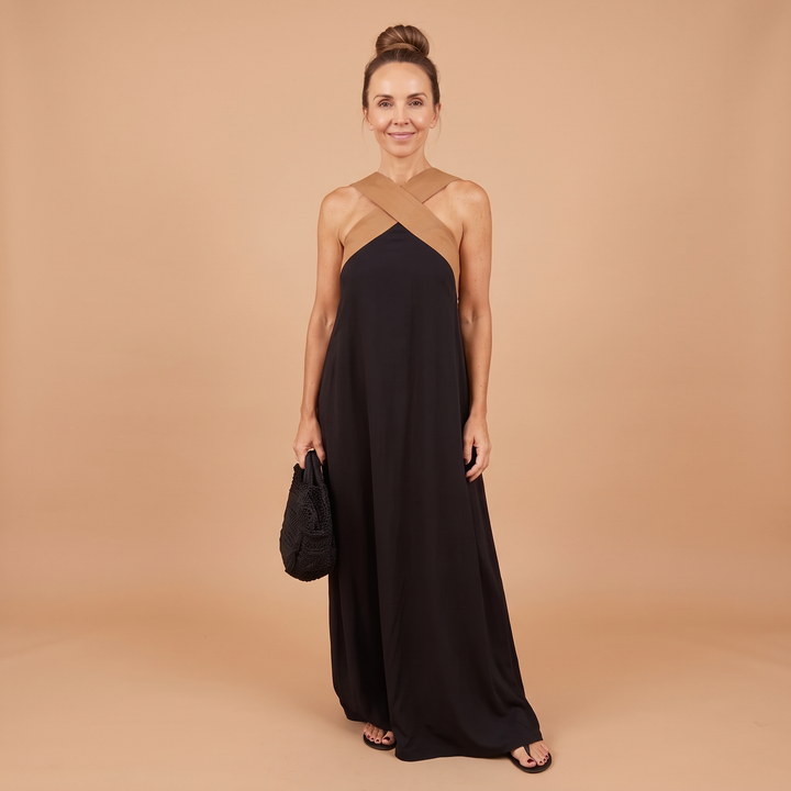 Aurelie Deschamps | Crossover Halter Neck Maxi Dress