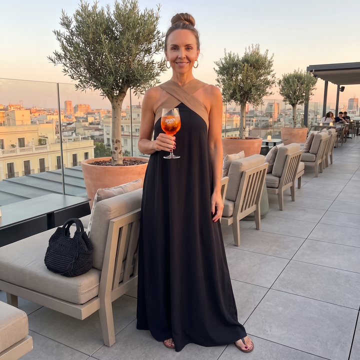 Aurelie Deschamps | Crossover Halter Neck Maxi Dress