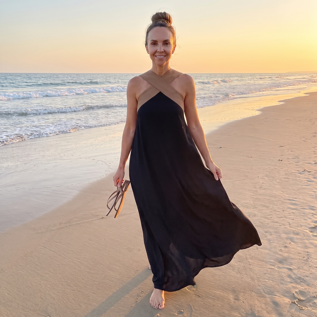 Aurelie Deschamps | Crossover Halter Neck Maxi Dress