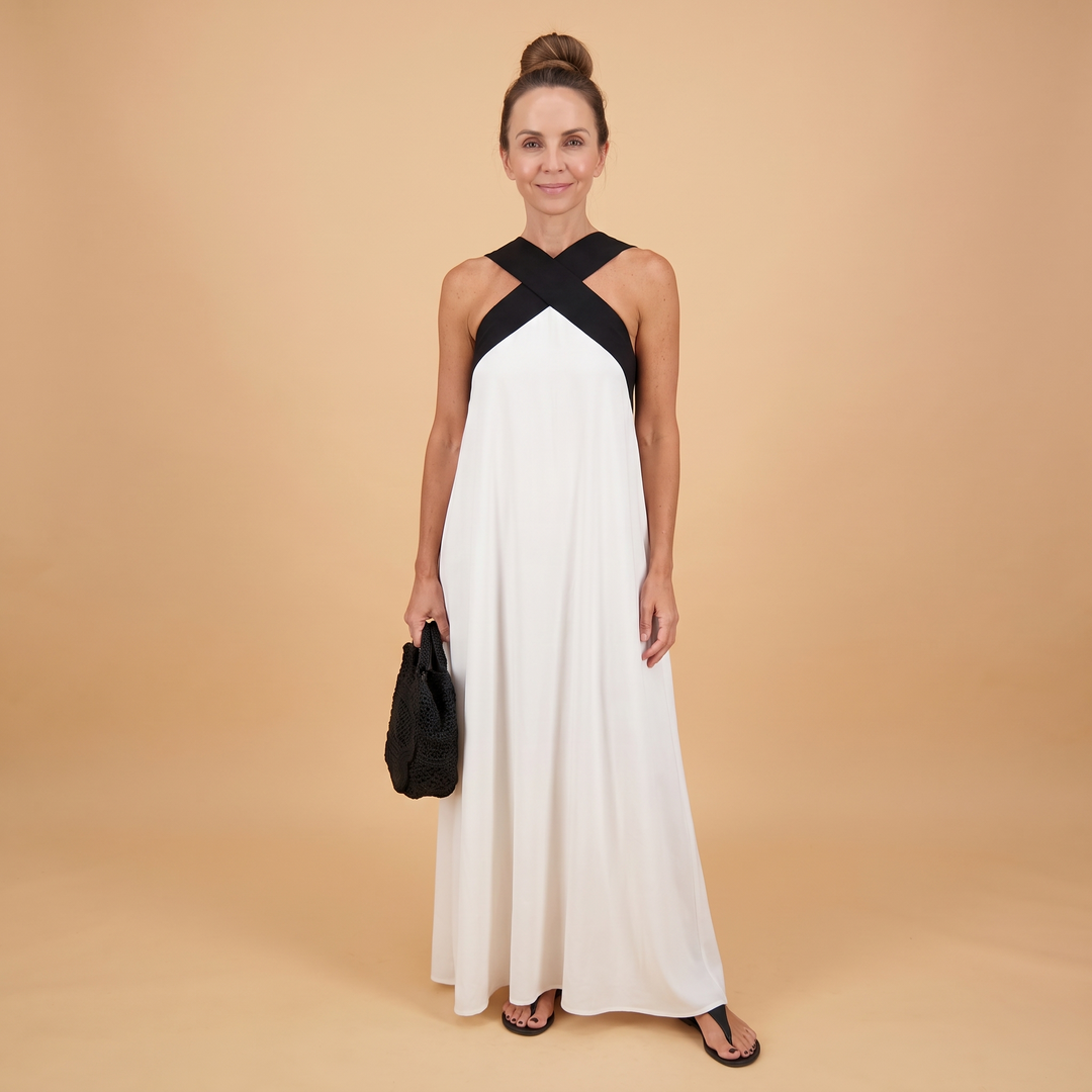 Aurelie Deschamps | Crossover Halter Neck Maxi Dress