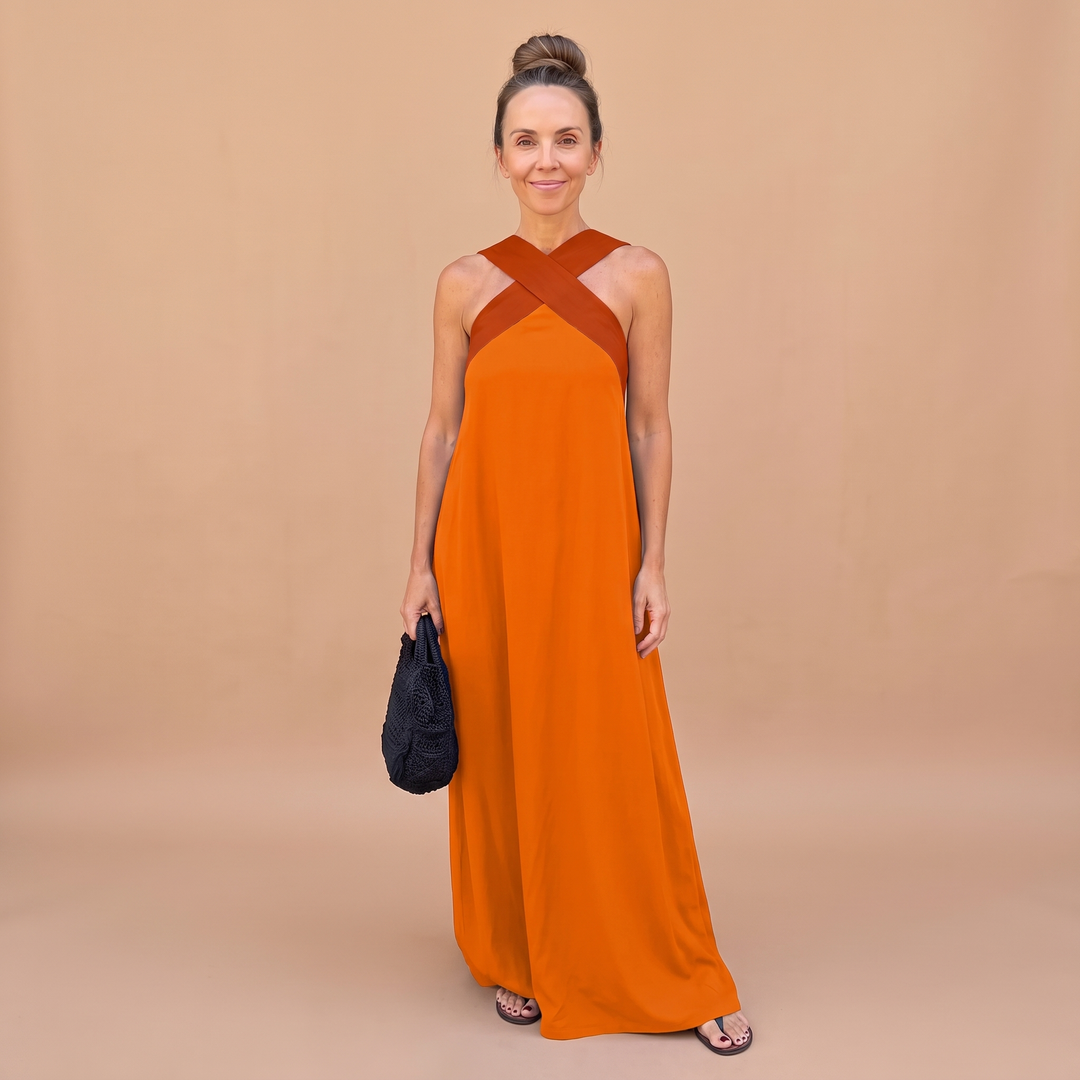 Aurelie Deschamps | Crossover Halter Neck Maxi Dress