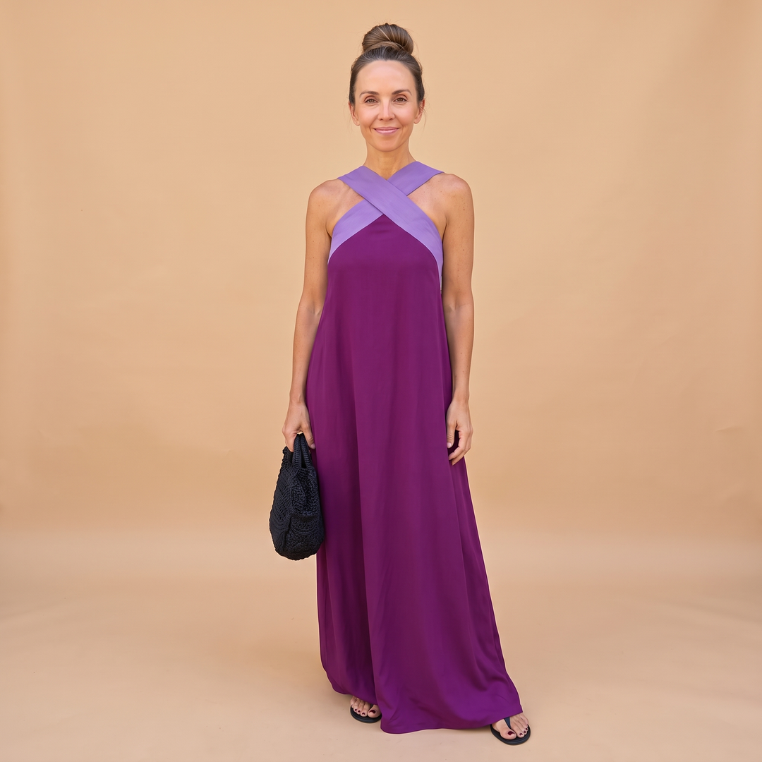Aurelie Deschamps | Crossover Halter Neck Maxi Dress
