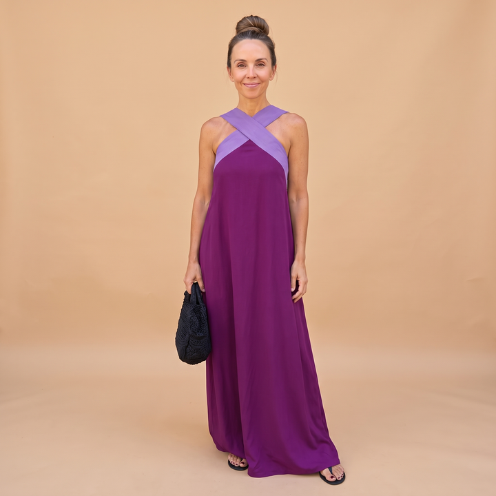 Aurelie Deschamps | Crossover Halter Neck Maxi Dress