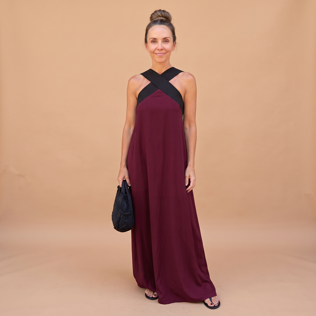 Aurelie Deschamps | Crossover Halter Neck Maxi Dress