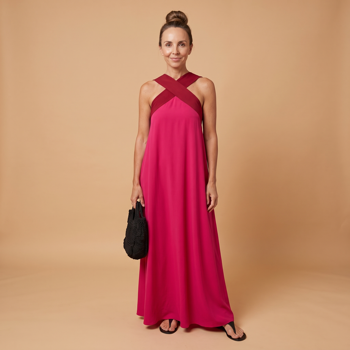 Aurelie Deschamps | Crossover Halter Neck Maxi Dress