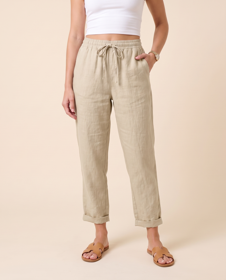 Amandine Lorreau | Drawstring Elastic Waist Ankle Pants