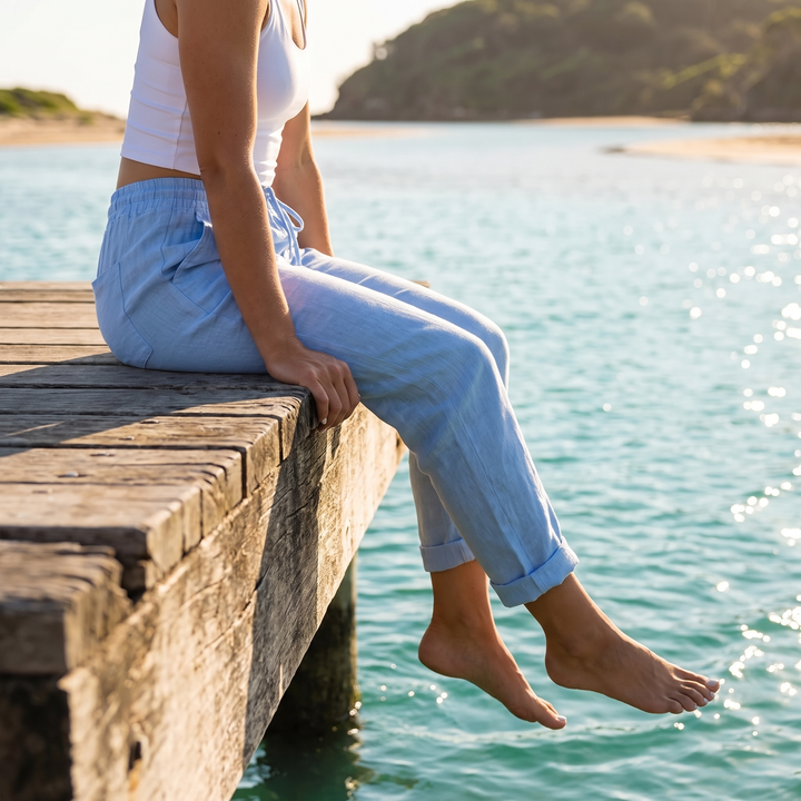 Amandine Lorreau | Drawstring Elastic Waist Ankle Pants