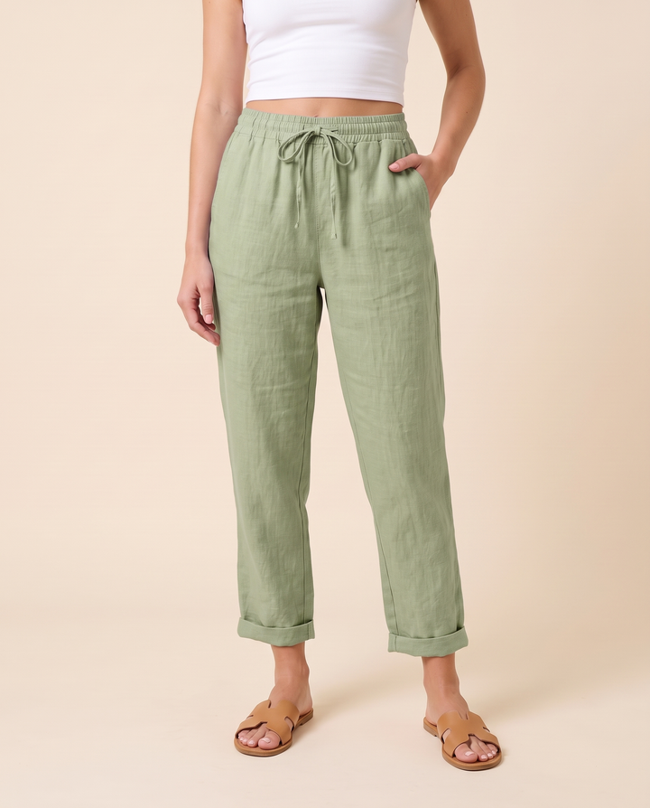 Amandine Lorreau | Drawstring Elastic Waist Ankle Pants