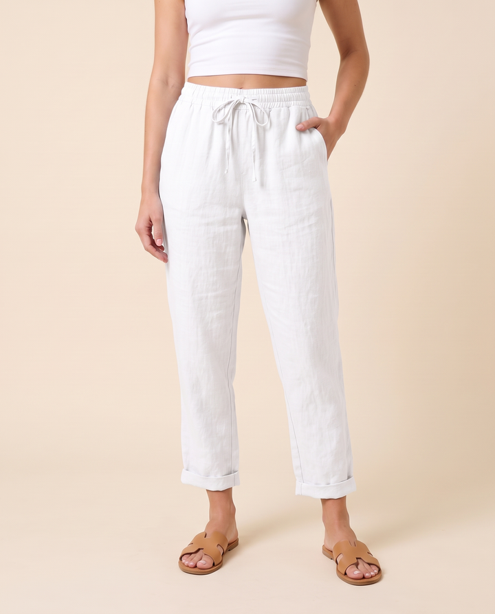 Amandine Lorreau | Drawstring Elastic Waist Ankle Pants