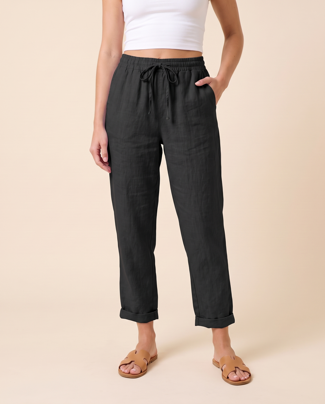Amandine Lorreau | Drawstring Elastic Waist Ankle Pants