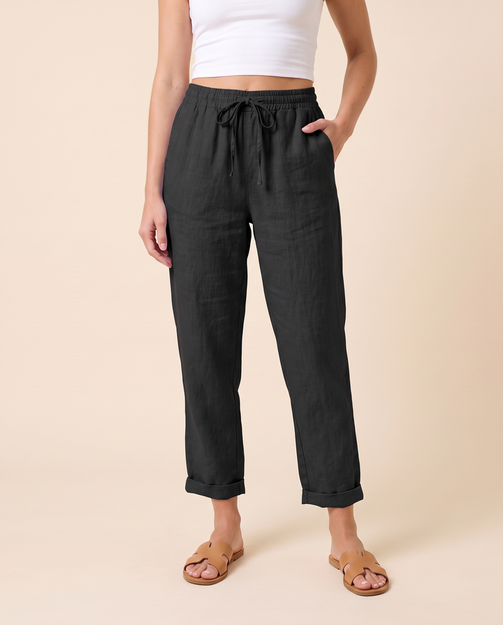 Amandine Lorreau | Drawstring Elastic Waist Ankle Pants