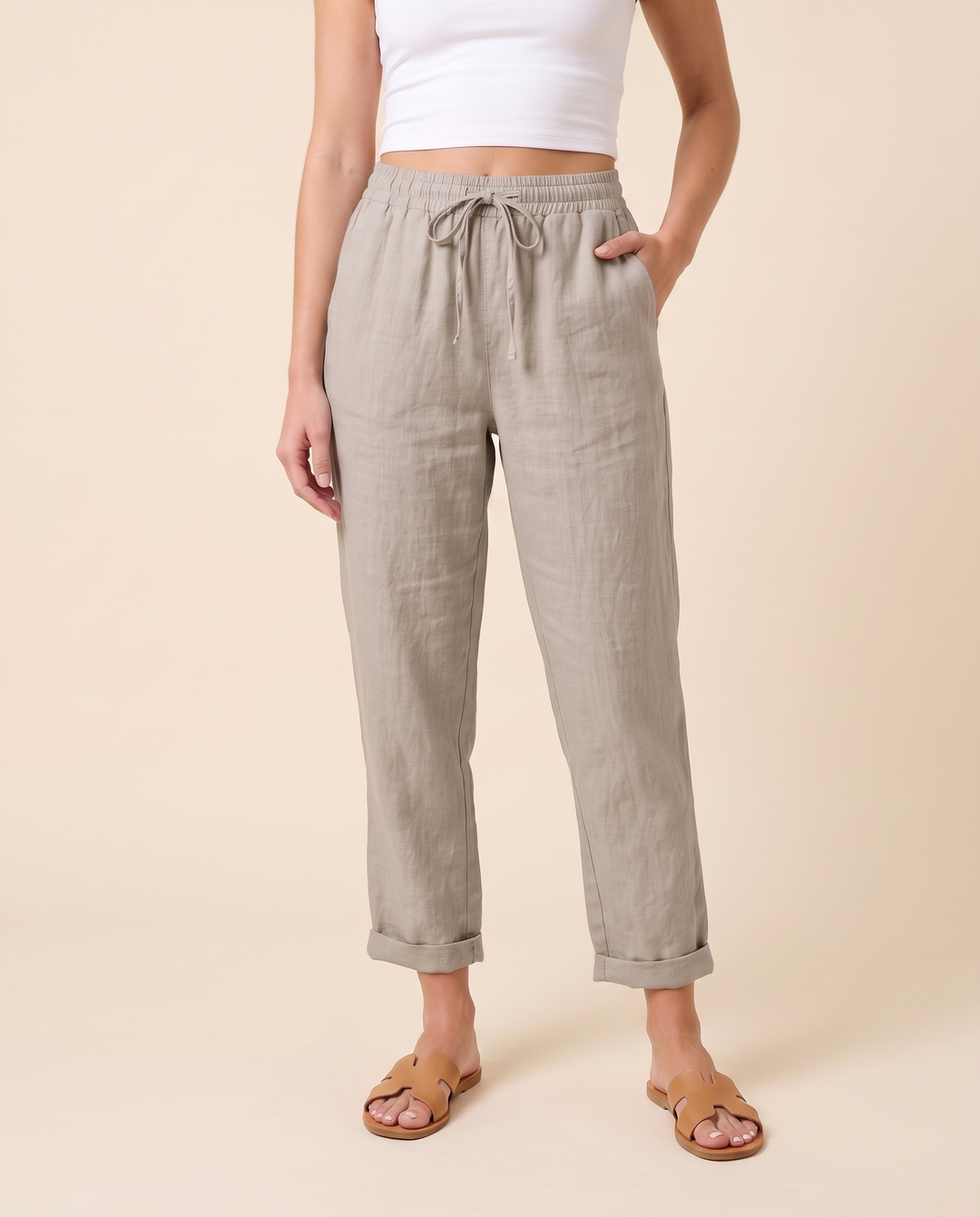 Amandine Lorreau | Drawstring Elastic Waist Ankle Pants