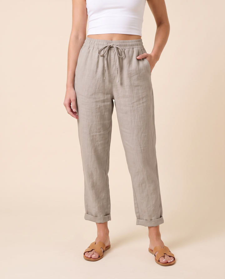 Amandine Lorreau | Drawstring Elastic Waist Ankle Pants