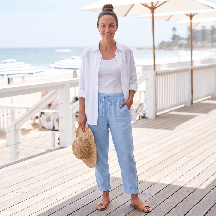 Amandine Lorreau | Drawstring Elastic Waist Ankle Pants
