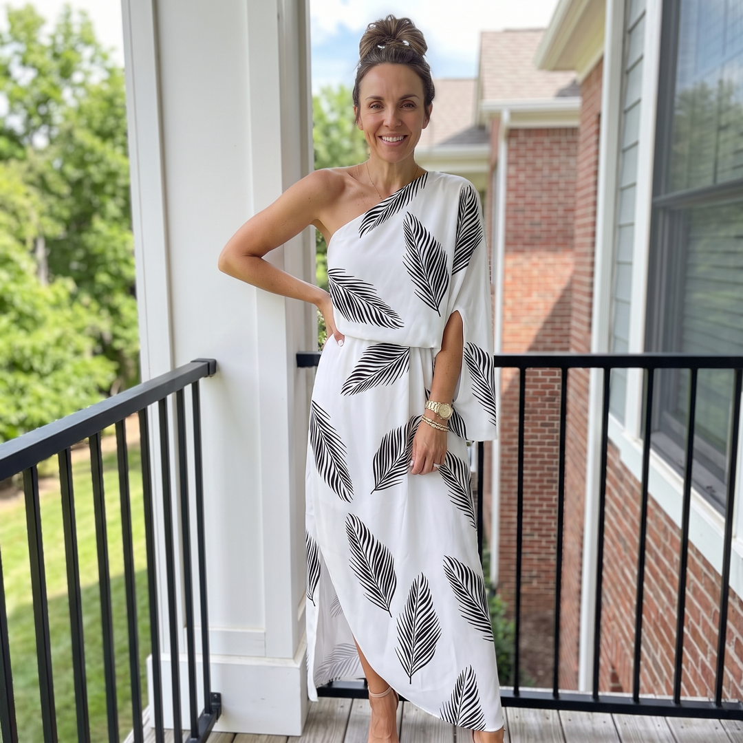 Faustine Quesnel | One-Shoulder Floral Maxi Dress with Flowing Silhouette For Women