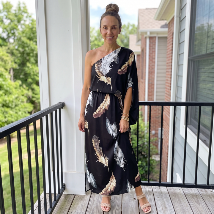 Faustine Quesnel | One-Shoulder Floral Maxi Dress with Flowing Silhouette For Women