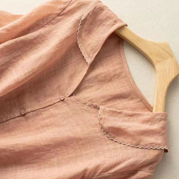 Rejane Auberton | Peter Pan Collar Button-Up Top