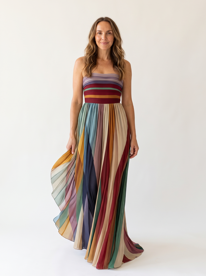 Ombeline Chastenet | Strapless Pleated Maxi Dress