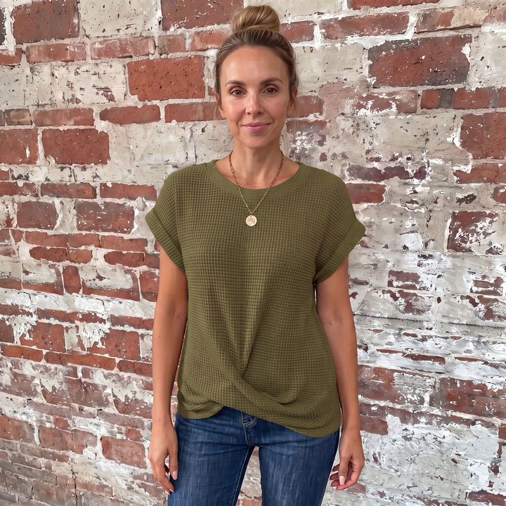 Berengere Costille | Waffle Knit Twist-Hem Tee