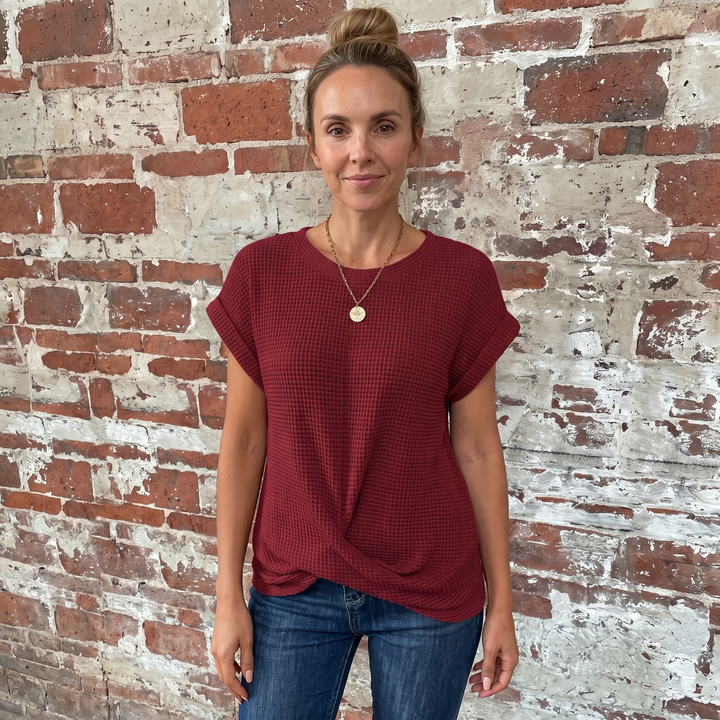 Berengere Costille | Waffle Knit Twist-Hem Tee