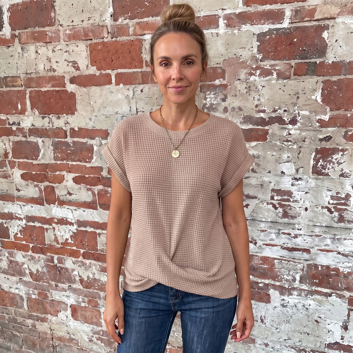 Berengere Costille | Waffle Knit Twist-Hem Tee