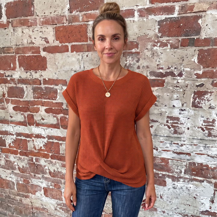 Berengere Costille | Waffle Knit Twist-Hem Tee