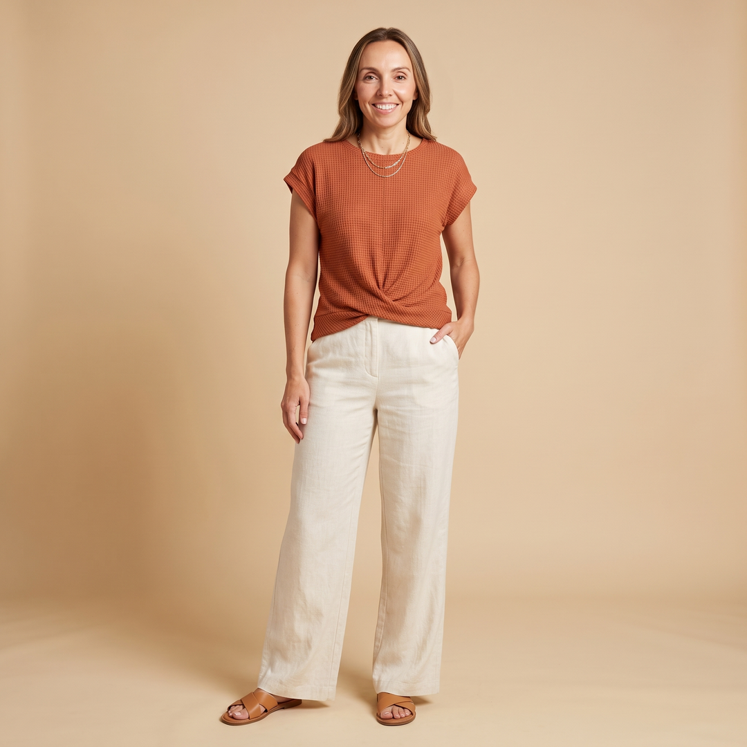 Berengere Costille | Waffle Knit Twist-Hem Tee