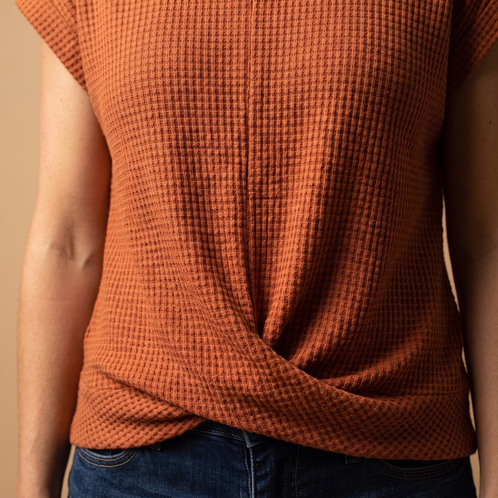 Berengere Costille | Waffle Knit Twist-Hem Tee