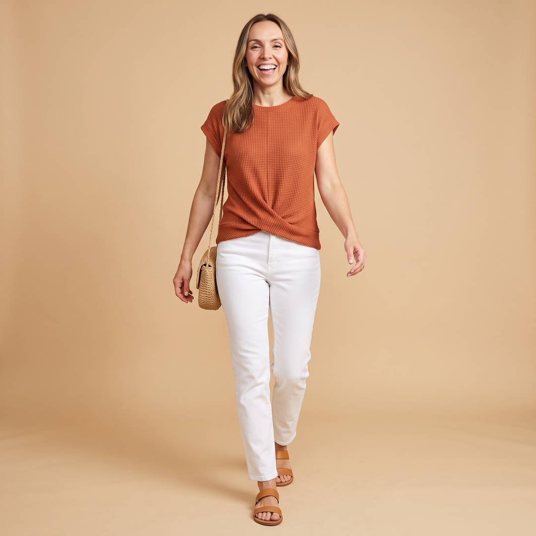 Berengere Costille | Waffle Knit Twist-Hem Tee