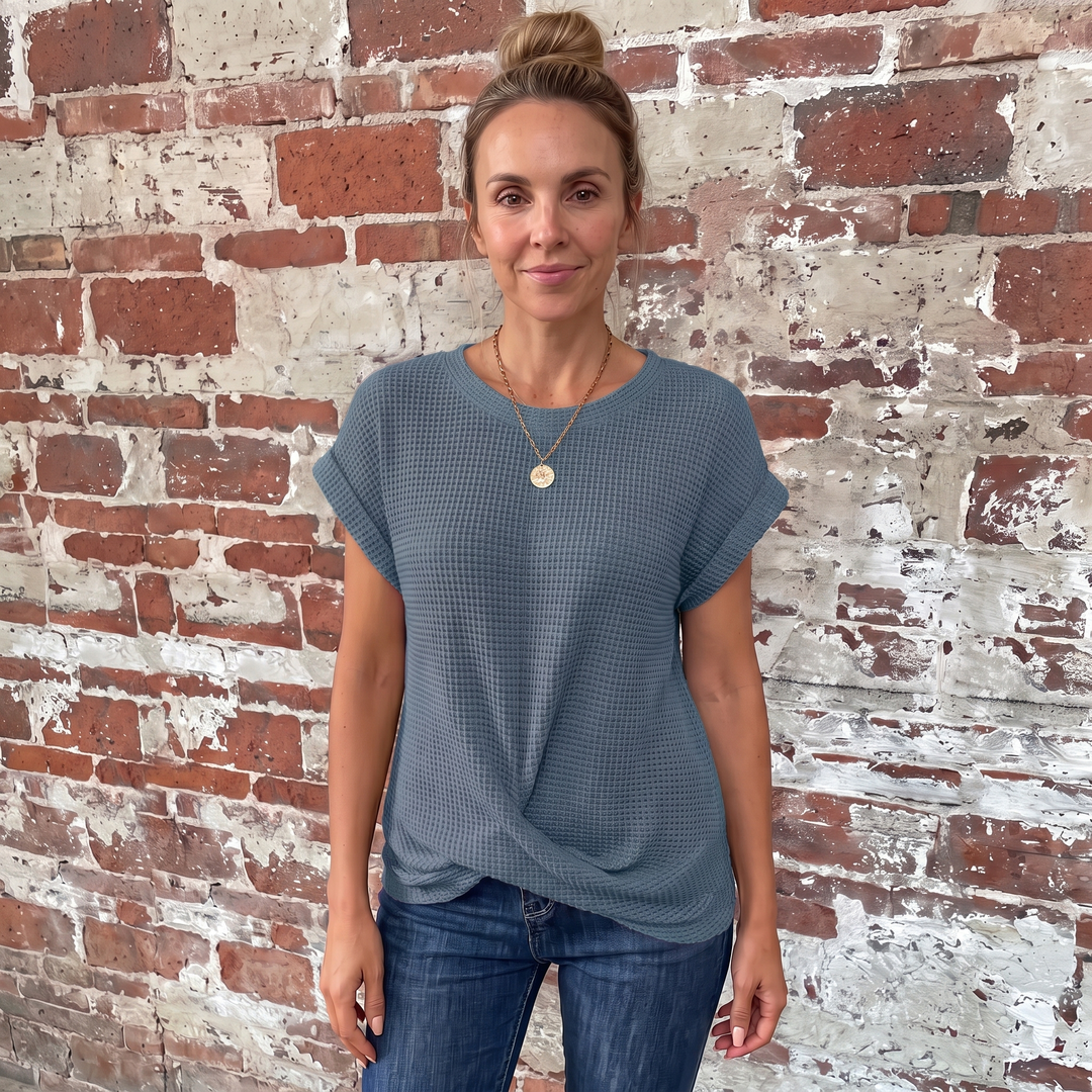 Berengere Costille | Waffle Knit Twist-Hem Tee