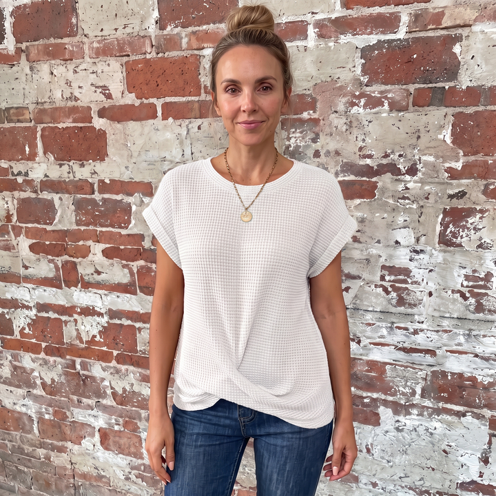 Berengere Costille | Waffle Knit Twist-Hem Tee