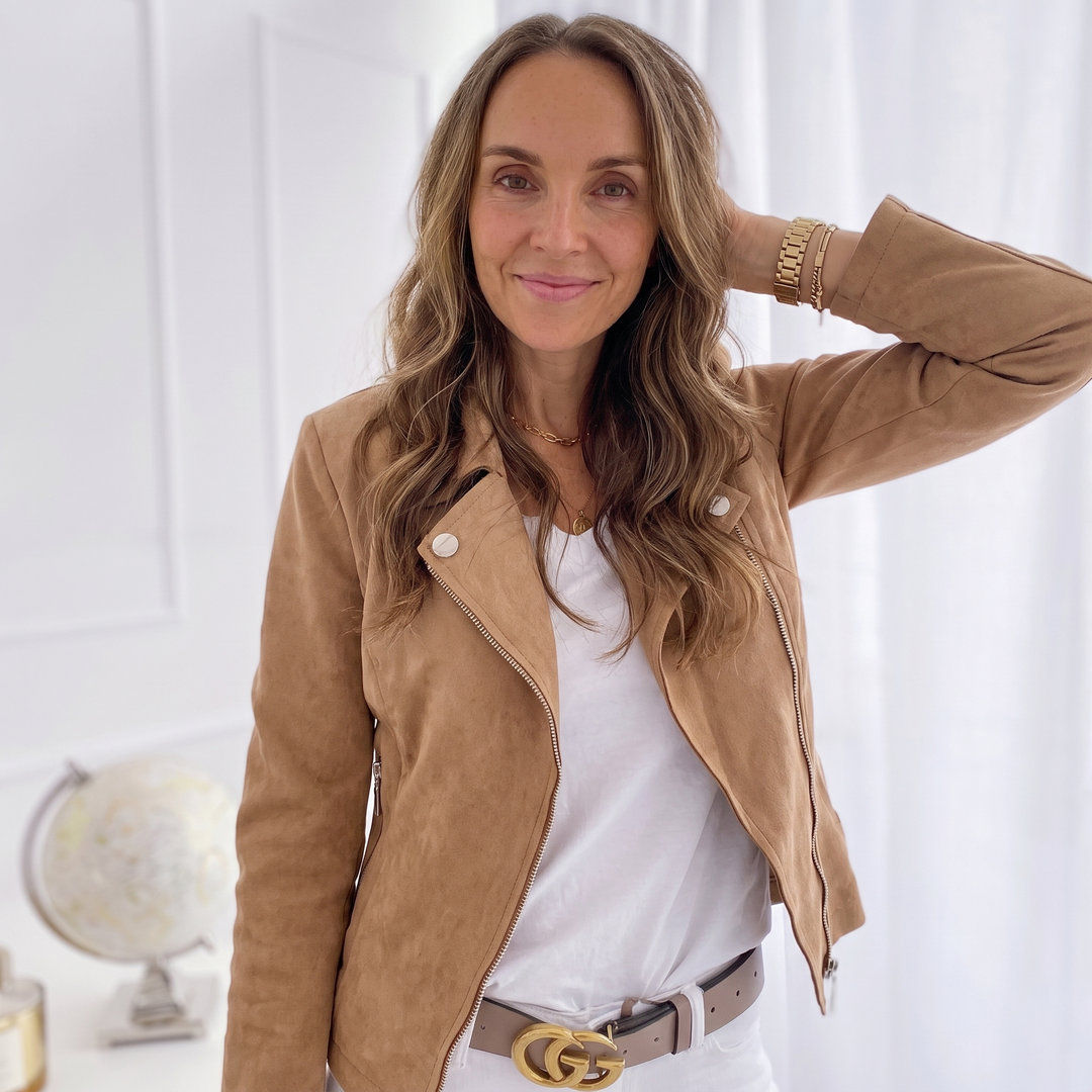 Zara Montaigne | Cropped Suede Moto Jacket