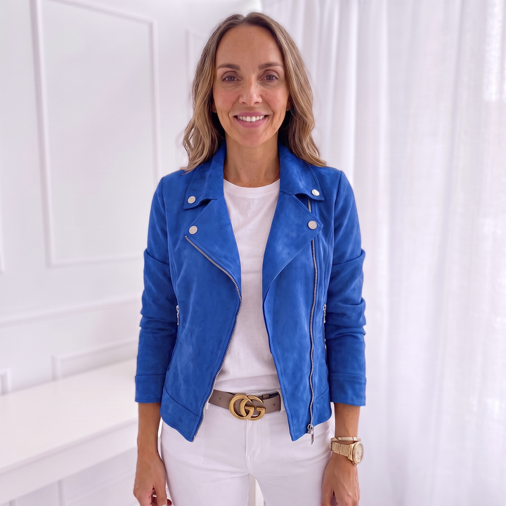 Zara Montaigne | Cropped Suede Moto Jacket