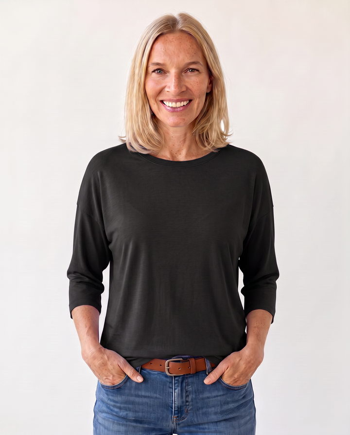 Louisa Prentice | Round Neck Three-Quarter Sleeve Top
