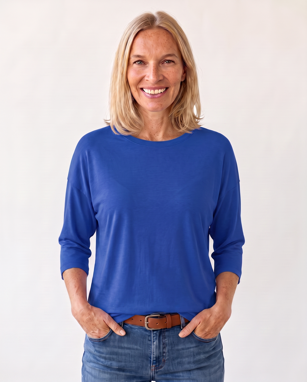 Louisa Prentice | Round Neck Three-Quarter Sleeve Top