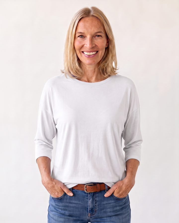 Louisa Prentice | Round Neck Three-Quarter Sleeve Top