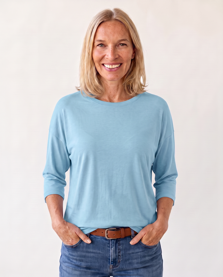 Louisa Prentice | Round Neck Three-Quarter Sleeve Top