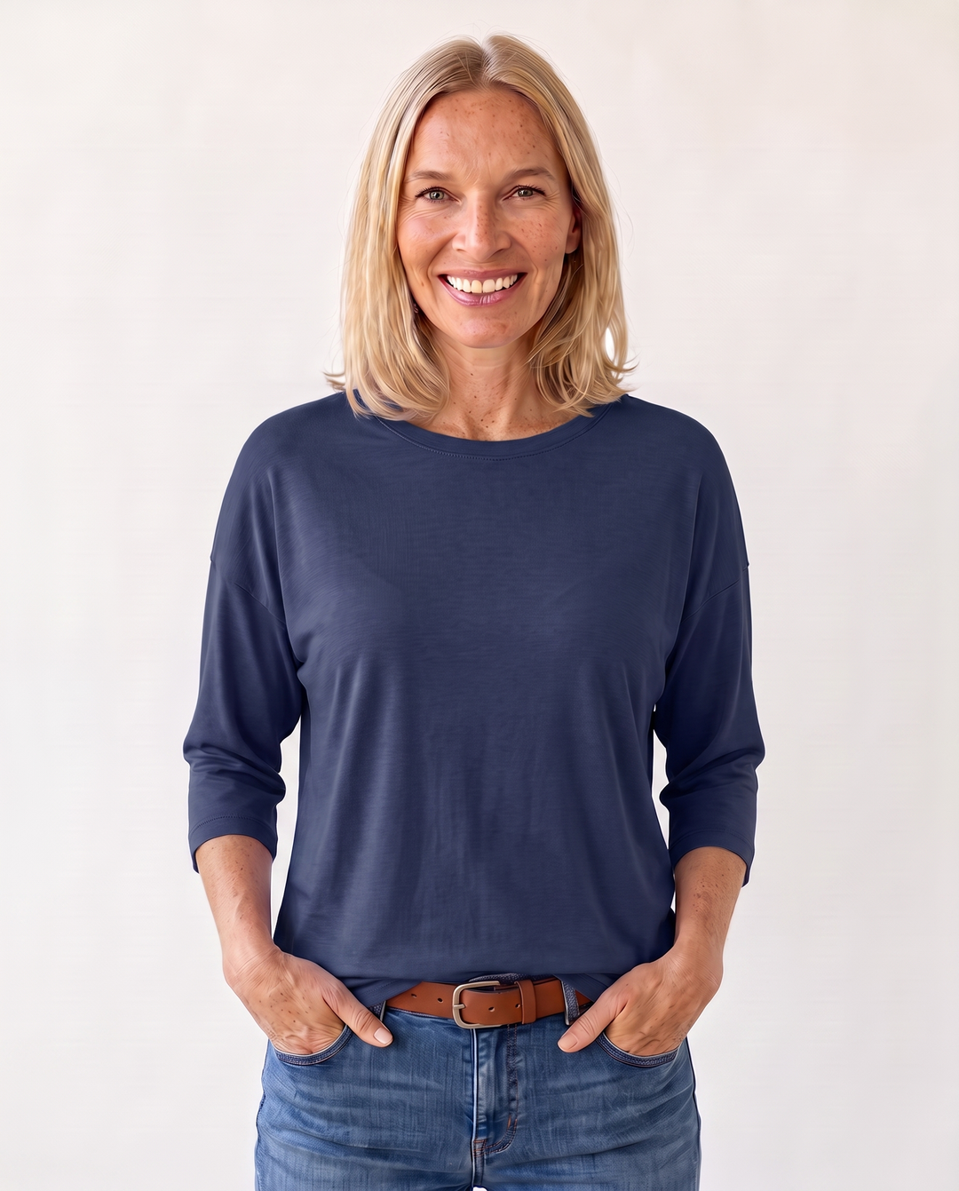 Louisa Prentice | Round Neck Three-Quarter Sleeve Top