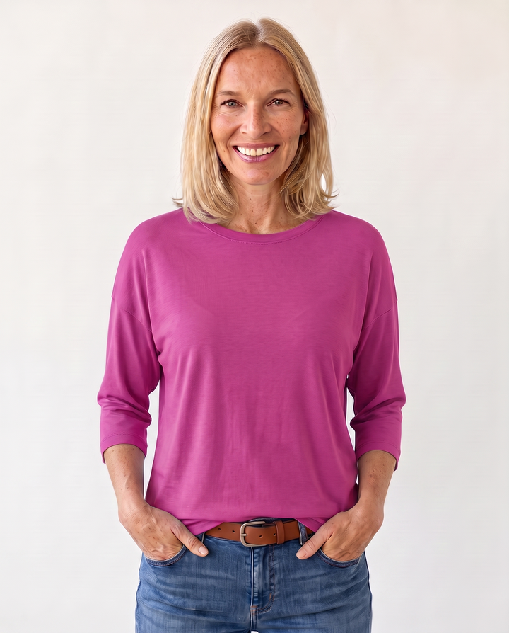 Louisa Prentice | Round Neck Three-Quarter Sleeve Top