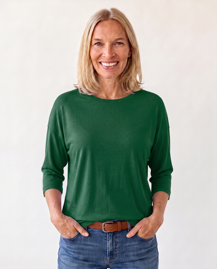 Louisa Prentice | Round Neck Three-Quarter Sleeve Top