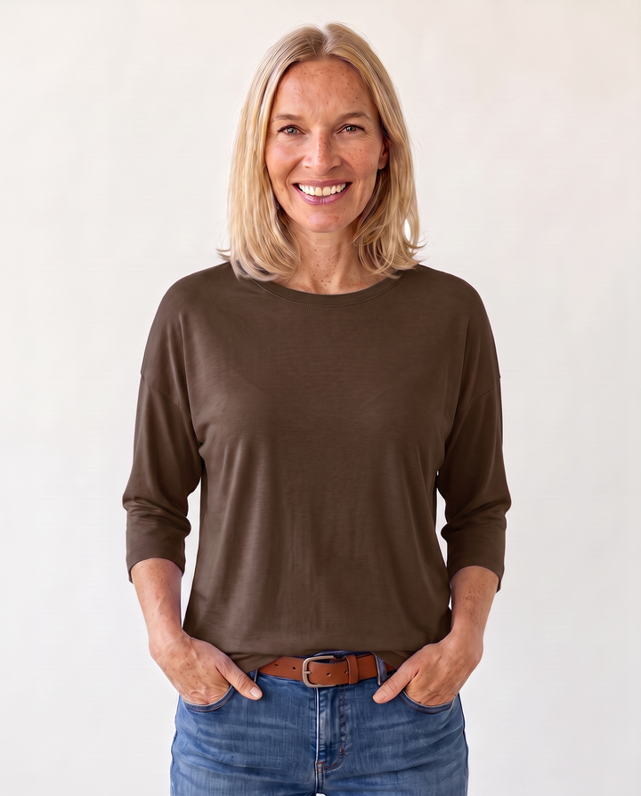 Louisa Prentice | Round Neck Three-Quarter Sleeve Top