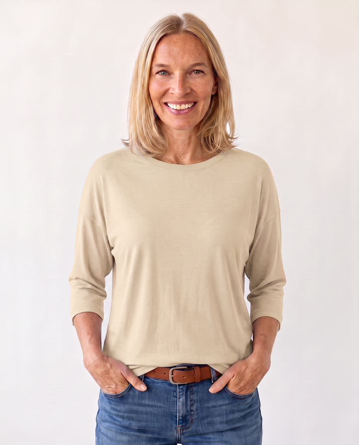 Louisa Prentice | Round Neck Three-Quarter Sleeve Top